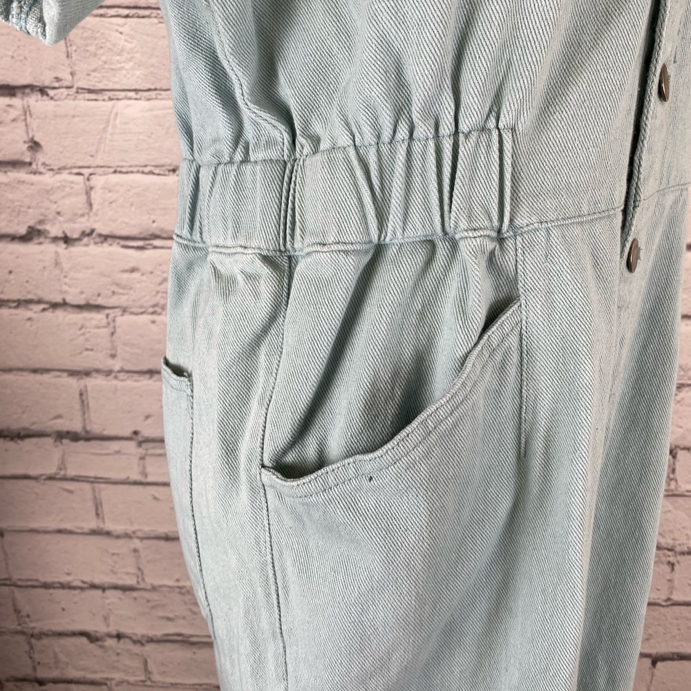 Listicle Jumpsuit size Medium Mint Green Denim Jumpsuit Romper Playsuit Denim - Picture 4 of 11